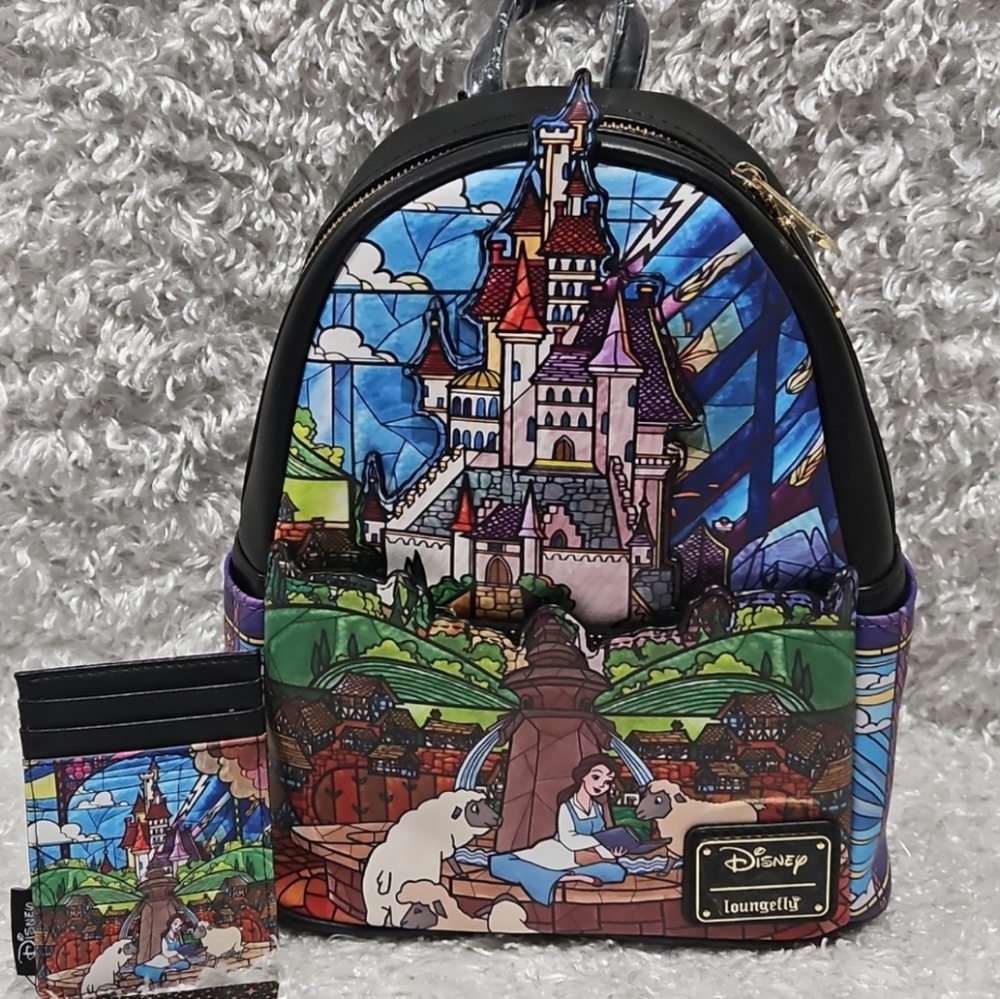 Loungefly Beauty And The Beast mini backpack and cardholder set